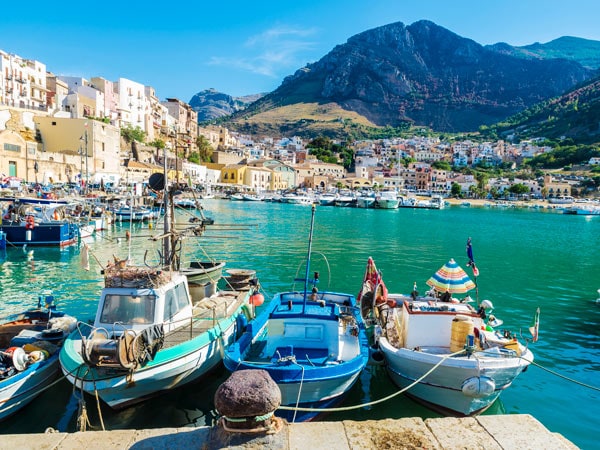 boats docked in Trapani Port, Sicily