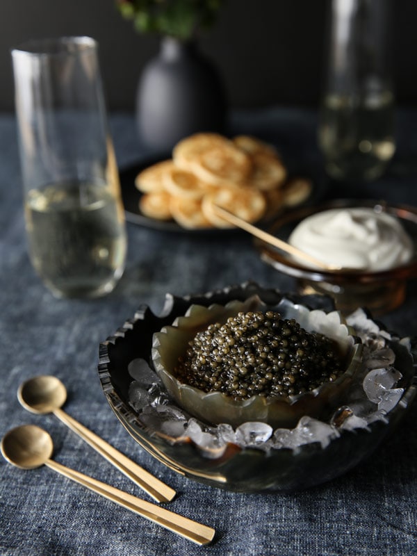 a classic caviar set at California Caviar Company