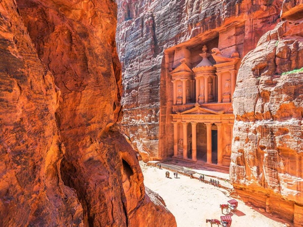 the rock-carved facade of The Treasury