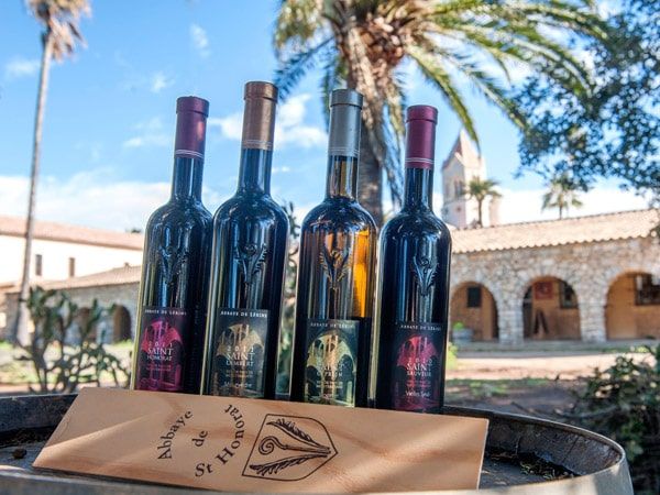 a selection of wines at Île Saint-Honorat, Cannes, France