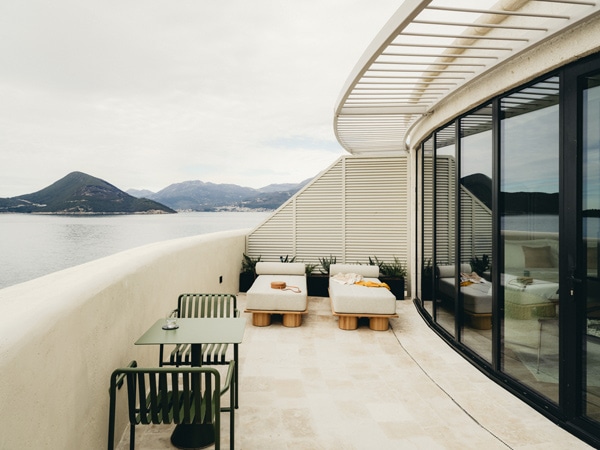 an alfresco deck in Mamula Island, Montenegro, The Balkans 
