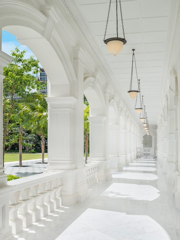 the Colonnade Walkway at Raffles Singapore