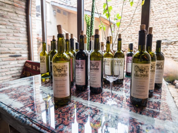 bottles of Pheasant’s Tears wines on the table