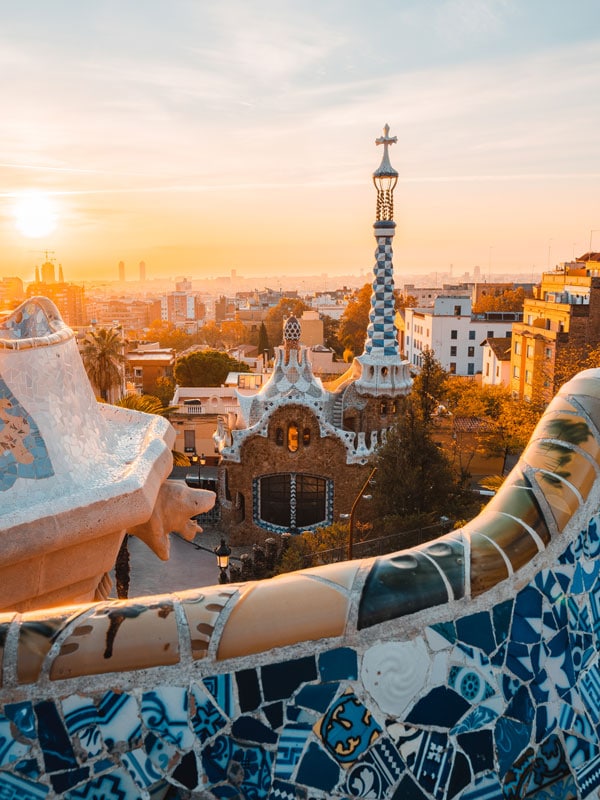 Barcelona at sunrise from park Guell, Barcelona