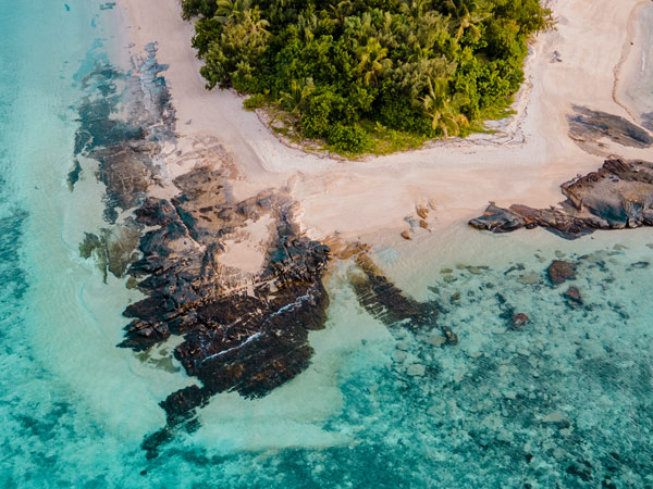an aerial view of the stunning Drawaqa Island, Yasawa Islands, Fiji