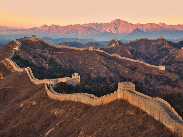 an aerial view of the Great Wall of China