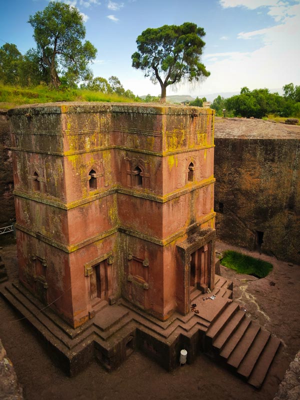 an excavated cross at St George church in Lalibela Ethiopia