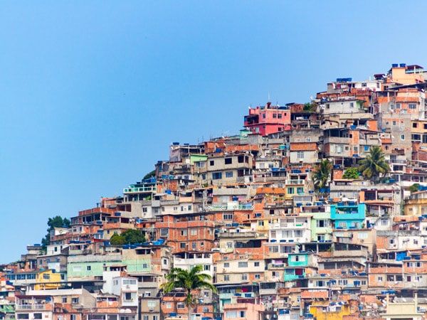 view of houses at Hill Vidigal since the Leblon district in Rio de Janeiro