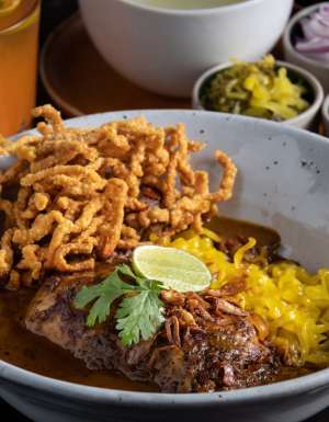 a bowl of Khao Soi in Chiang Mai