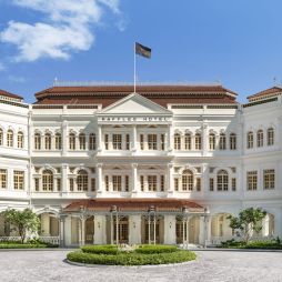 the hotel exterior of Raffles Singapore