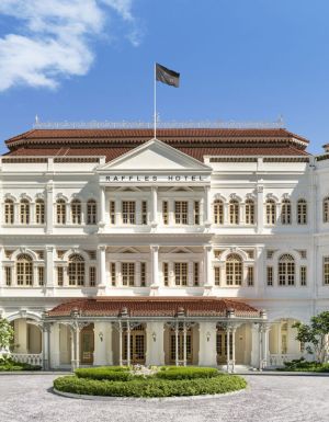 the hotel exterior of Raffles Singapore
