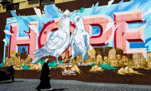 Hope wall mural in Beirut