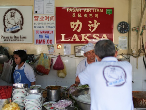 a Laksa food stall in Penang, Malaysia