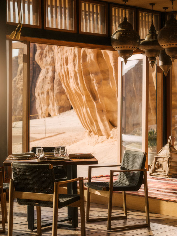 the hotel interior of Habitas AlUla, Saudi Arabia