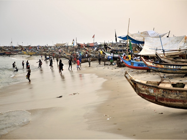 boats moored at Jamestown Beach