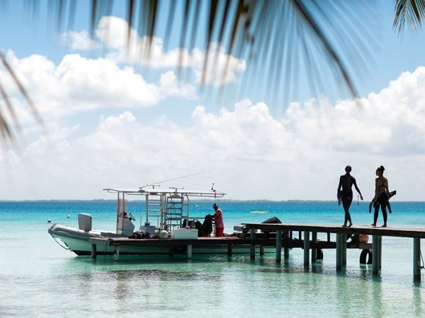 a boat moored in Fakarava, Tahiti
