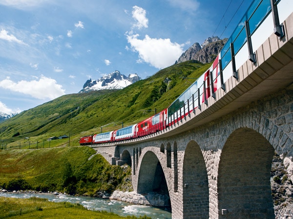the Realp Glacier Express train in Switzerland