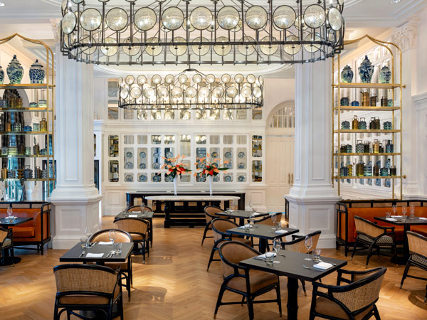 the dining interior at Tiffin Room Restaurant