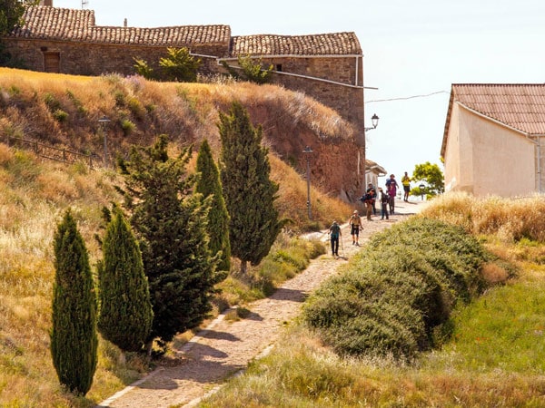 walking along the scenic route in Camino de Santiago, Spain