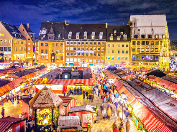 a Christmas Market at Christkindlmarkt, Nuremberg
