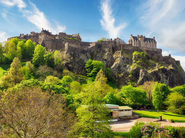 the historic Edinburgh Castle on top of Castle Rock, Edinburg