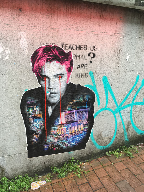 the graphic art of Elvis Presley on the wall, Brighton