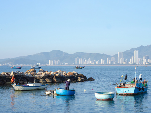 fishing boats moored at Nha Trang harbour
