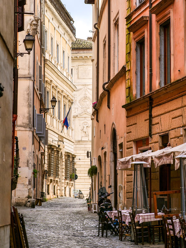 a historic alley in Campo de Fiori square
