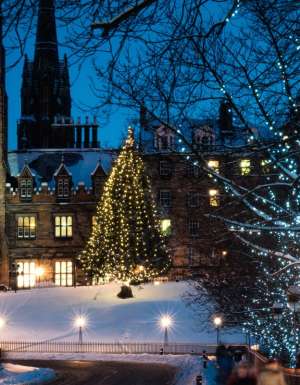 snow at night in Edinburgh, Christmas