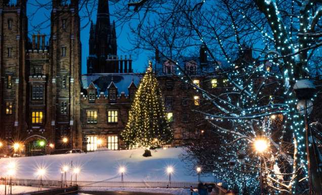 snow at night in Edinburgh, Christmas