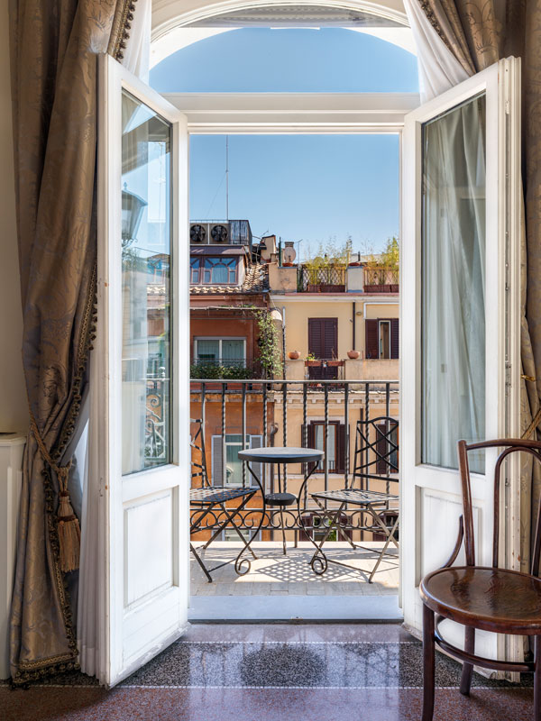 the balcony at Hotel Locarno