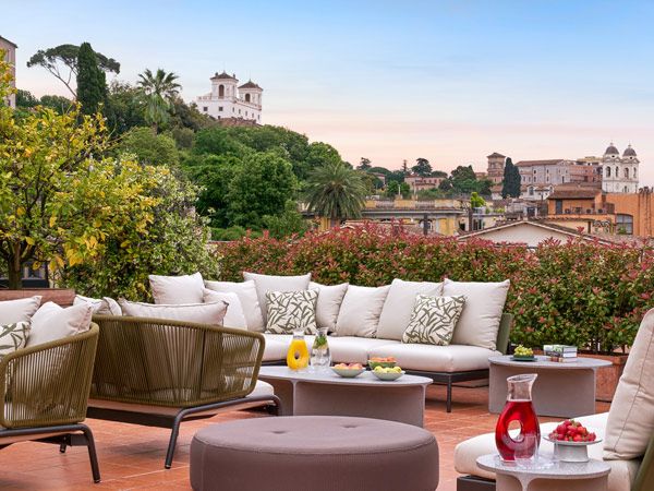 an al fresco terrace at the Nijinsky Suite in Hotel de Russie