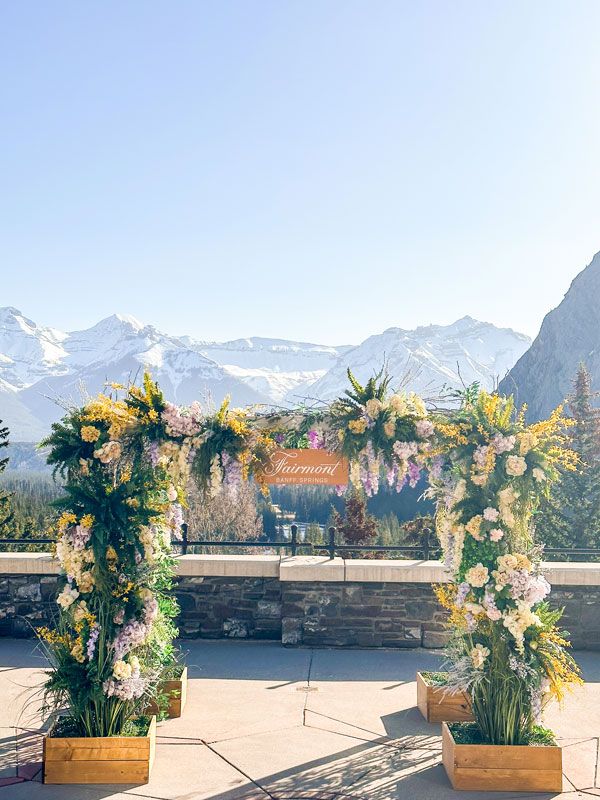 the backdrop of Fairmont Banff Springs