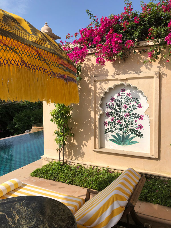 the Oberoi Udaivilas reflecting the Rajasthani craftsmanship
