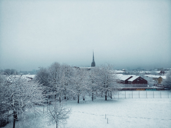 Manchester covered in snow