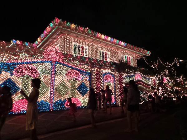 a house decorated with bright and colourful Christmas lights along Policarpio St in Mandaluyong City, Metro Manila, Philippines