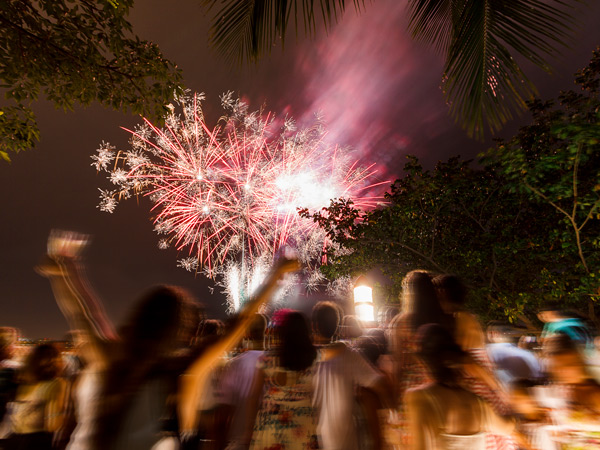 people spending the New Year’s Eve on Copacabana Beach, Rio de Janeiro, Brazil