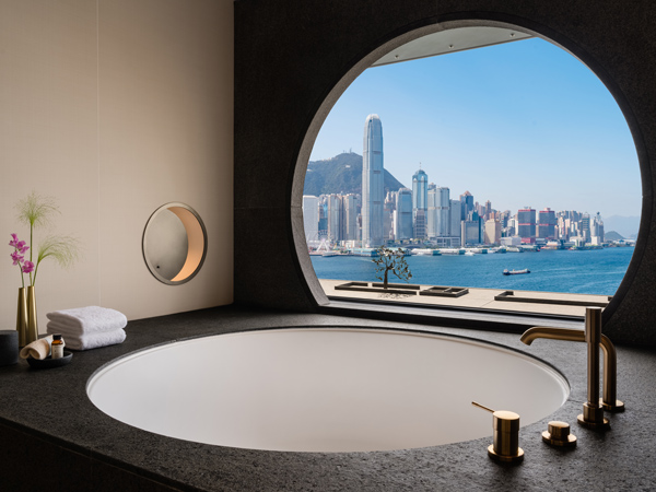 the corner suite harbour view room in Regent Hong Kong