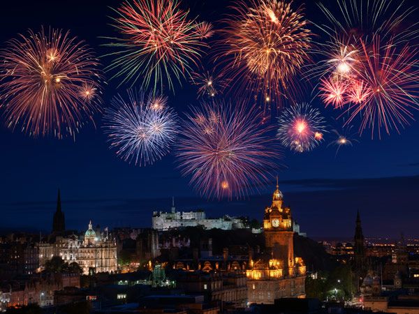 fireworks over Edinburgh Castle