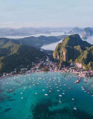an aerial view of Palawan seascape in the Philippines