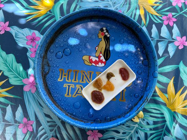 a tray of jams, Tahiti food tour