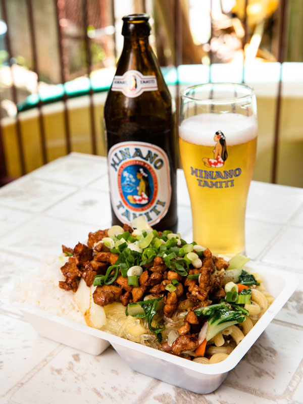 Ma’a tinito with beer on the table