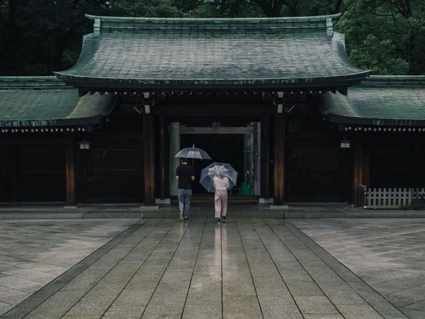 people visiting the Meiji Shrine in Tokyo, Japan