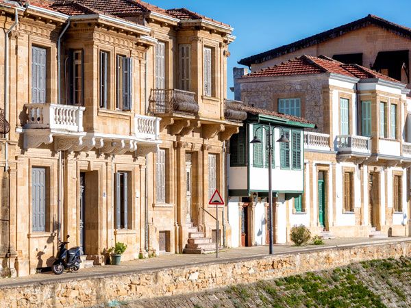 colonial style buildings in Zahra street, Nicosia, Cyprus