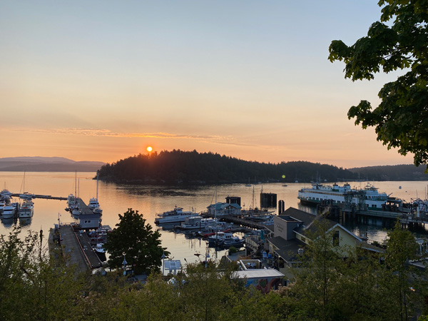 a boats moored in the marina at the Friday Harbour, San Juan Islands