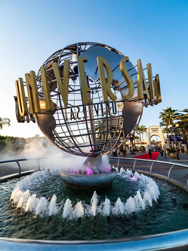 Universal Studios Hollywood globe at entrance