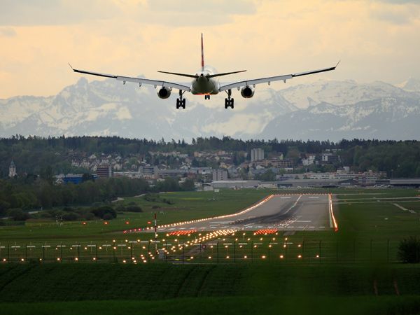 an airplane about to land