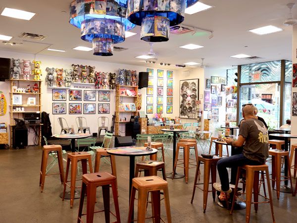 a cafe inside the Aloha Art Gallery