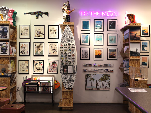 art displays inside the Aloha Art Gallery