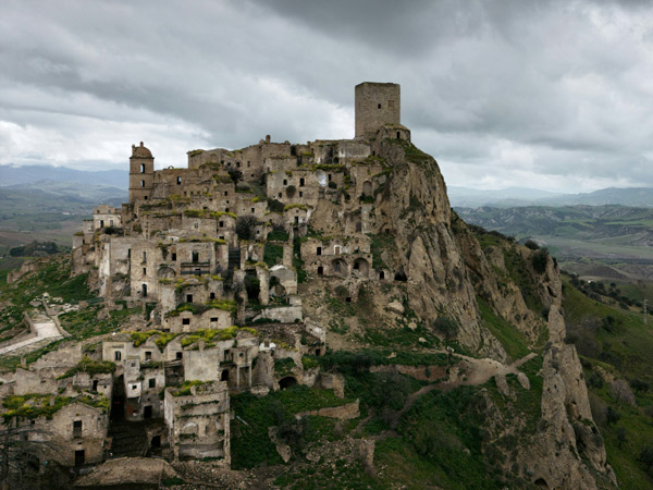cloudy skies at the Craco ghost town in Italy